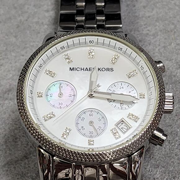 Michael Kors Women's Ritz Chronograph Watch Model #MK5020 3 Sub Dials Stainless - Picture 12 of 16